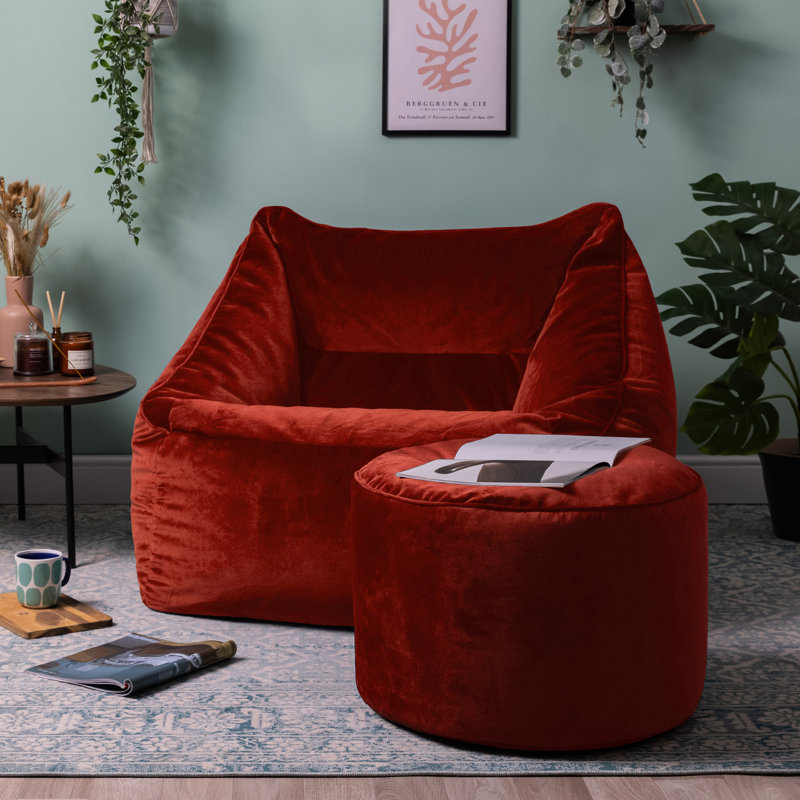 Isabelle & Max Icon Natalia Velvet Bean Bag Armchair & Pouffe & Reviews